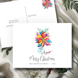 Cartes postales de Noël personnalisées Poinsetti