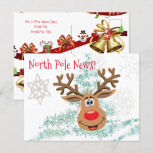 Cartes postales de Noël Pôle Nord Reindeen