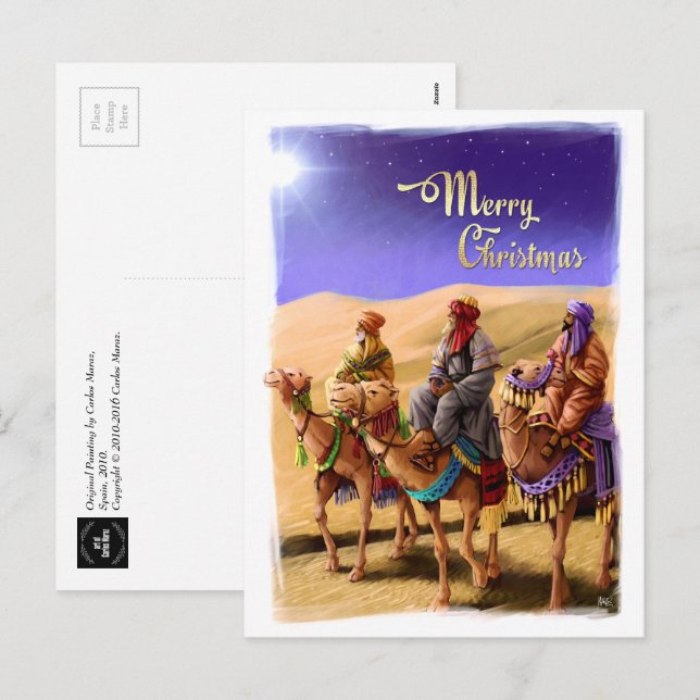 Cartes postales de Noël pour trois hommes sages (Devant / Derrière)