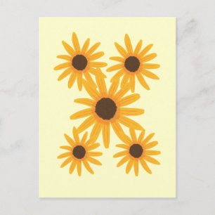 Cartes postales de peinture de tournesol jaune