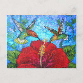 Cartes Postales De Peinture D'Hibiscus Rouge