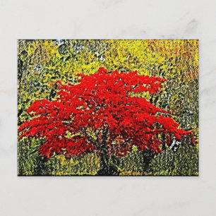 Cartes postales de peinture rouge d'automne