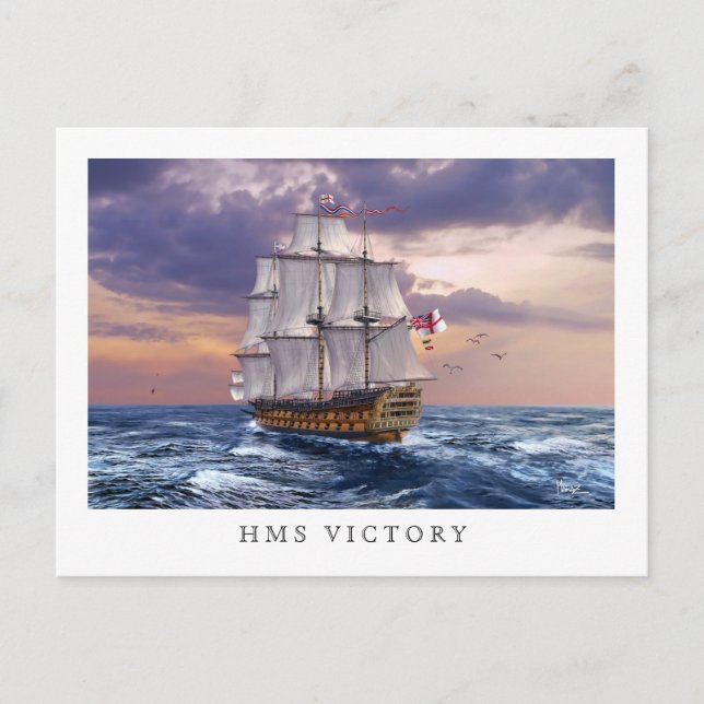 Cartes postales de peinture vedette HMS Victory (Devant)