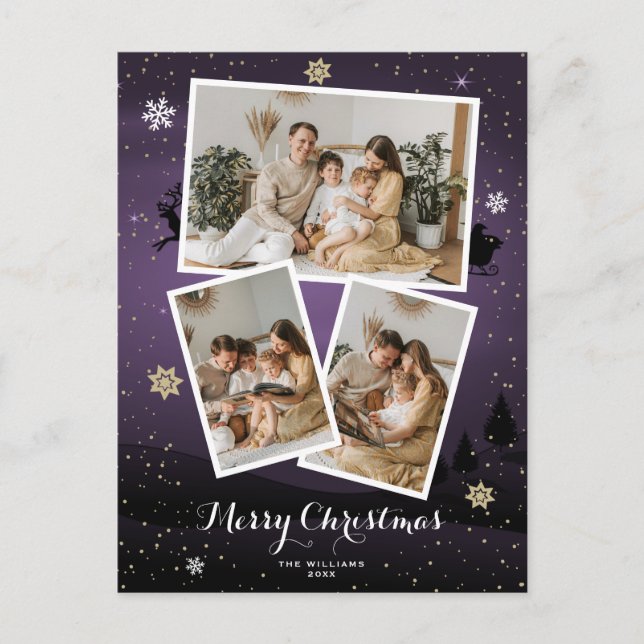 Cartes postales de photos de Noël Joyeux violet (Devant)
