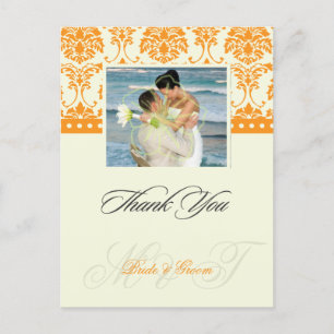 Cartes postales de photos Orange + Ivory Damask Me