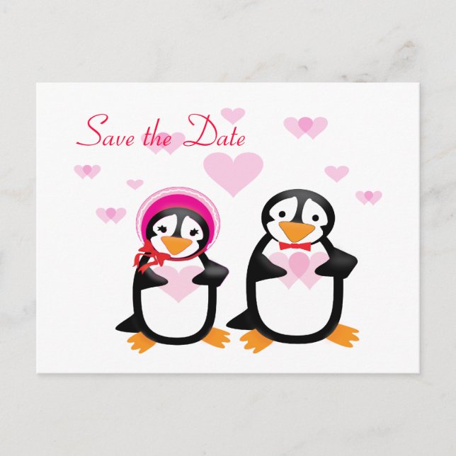 Cartes postales de pingouins de la Saint-Valentin (Devant)