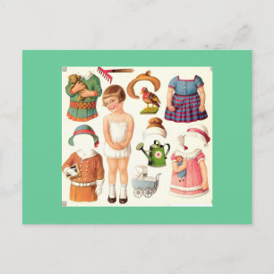 Cartes postales de poupée papier vintage