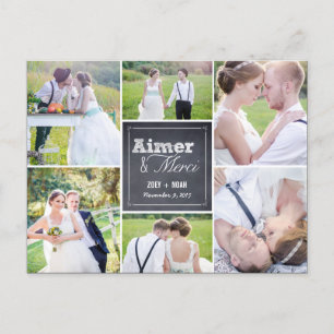 Cartes postales de remerciement de mariage en crai