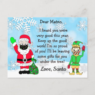 Cartes postales de Santa: Santa et lutin en masque