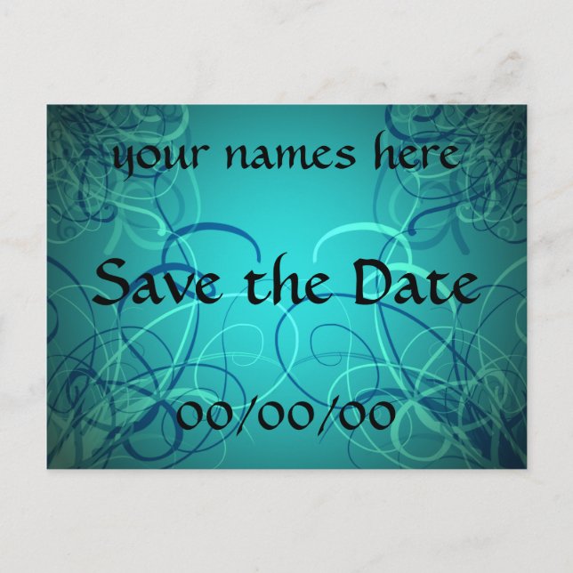 Cartes postales de Sauver la Date rubans bleu sarc (Devant)