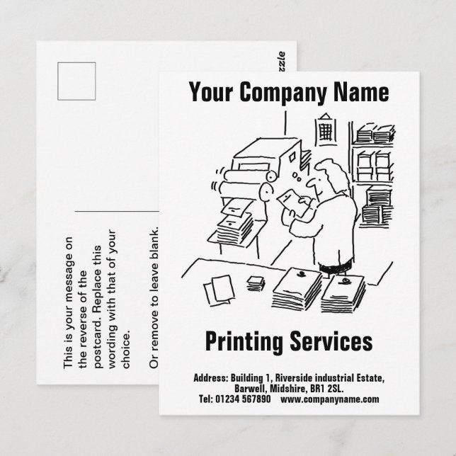 Cartes postales de services d'impression généraux (Devant / Derrière)