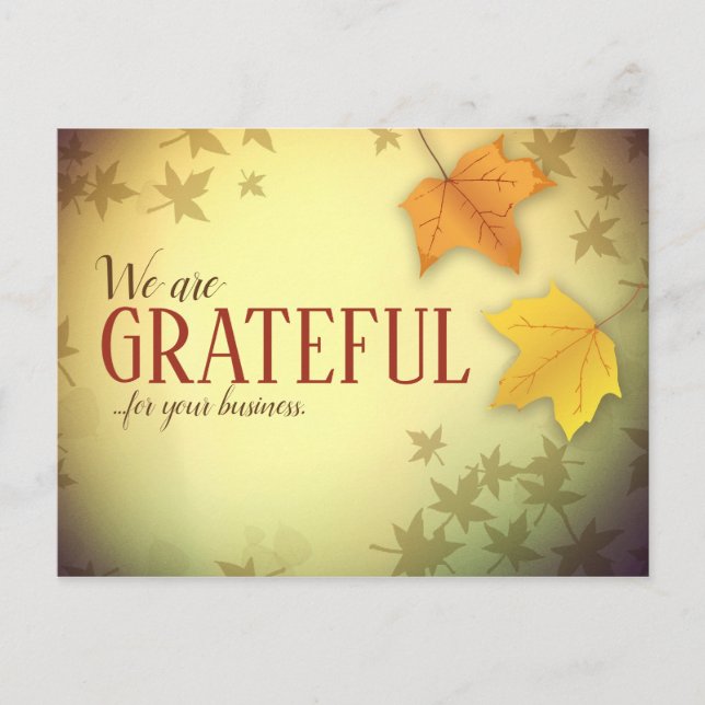 Cartes postales de Thanksgiving pour les entrepris (Devant)