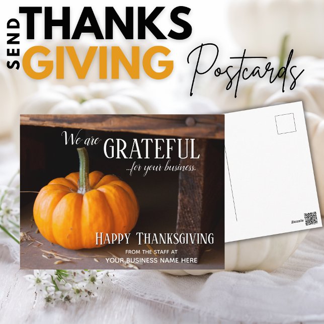 Cartes postales de Thanksgiving pour les entrepris (Give fall business Thanksgiving postcards to your customers and clients, instead of Christmas cards)