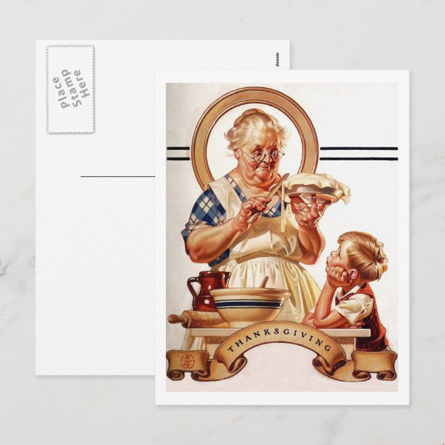 Cartes postales de Thanksgiving vintage Art (Devant / Derrière)