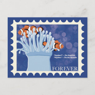 Cartes postales de timbres de Poisson clown et Ané