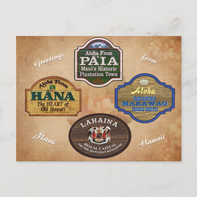 Cartes postales de villes de Maui (Devant)