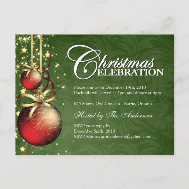 Cartes postales des invitations à Noël (Devant)