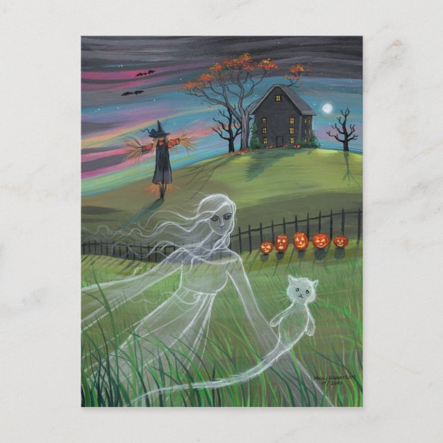 Cartes postales d'Halloween d'amis fantômes (Devant)