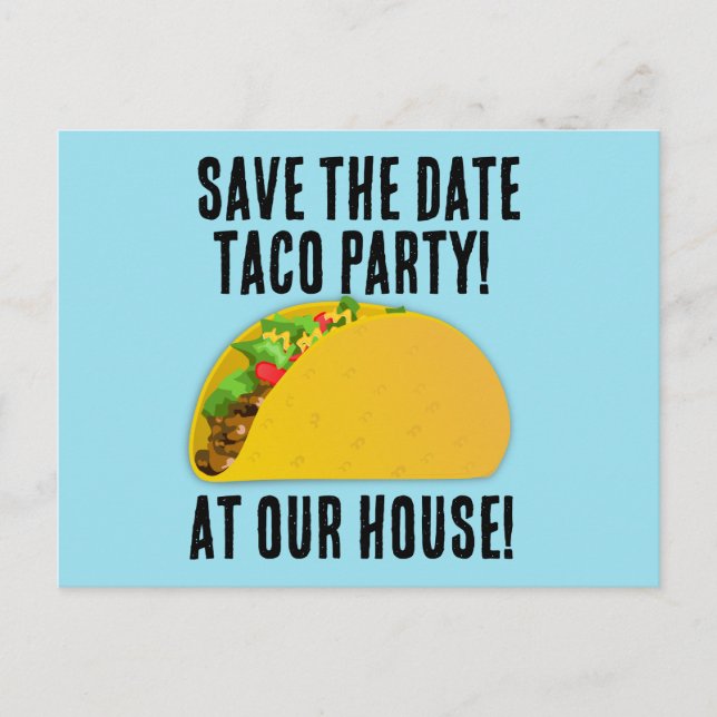 Cartes postales d'invitation à la fête TACO SAVE T (Devant)