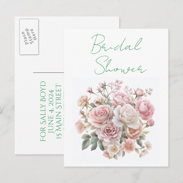 Cartes postales d'invitation à une fête de mariage (Devant / Derrière)