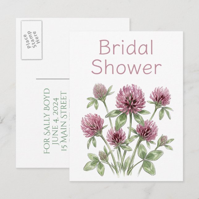 Cartes postales d'invitation à une fête de mariage (Devant / Derrière)