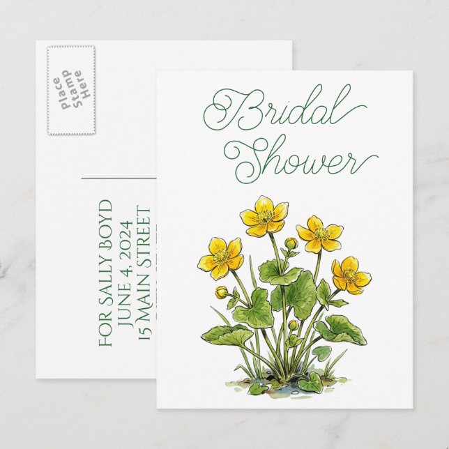 Cartes postales d'invitation à une fête de mariage (Devant / Derrière)
