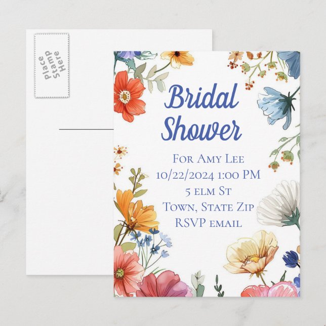 Cartes postales d'invitation à une fête de mariage (Devant / Derrière)