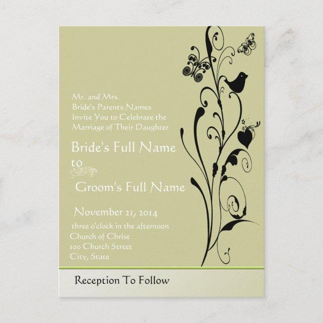 Cartes postales d'invitation de mariage bon marché (Devant)