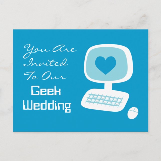 Cartes postales d'invitation de mariage Geek (Devant)