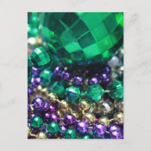 Cartes postales d'invitation Mardi Gras Perles Ver