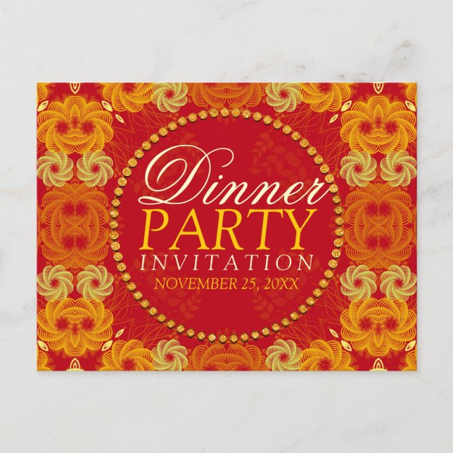 Cartes postales d'invitation pour dîner aux fleure (Devant)