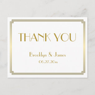 Cartes postales du Merci Mariage blanc Gatsby Art