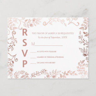 Cartes postales élégantes Rose Or Floral RSVP