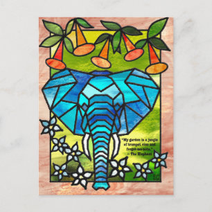Cartes postales éléphant en vitrail