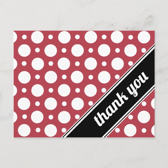 Cartes postales en Merci à points Polka rouge et b (Devant)