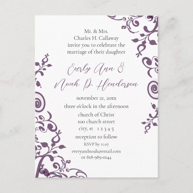 Cartes postales Faire-part de mariage bon marché (Devant)