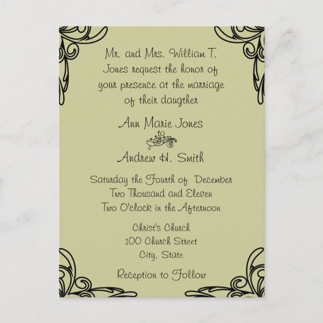 Cartes postales Faire-part de mariage bon marché (Devant)
