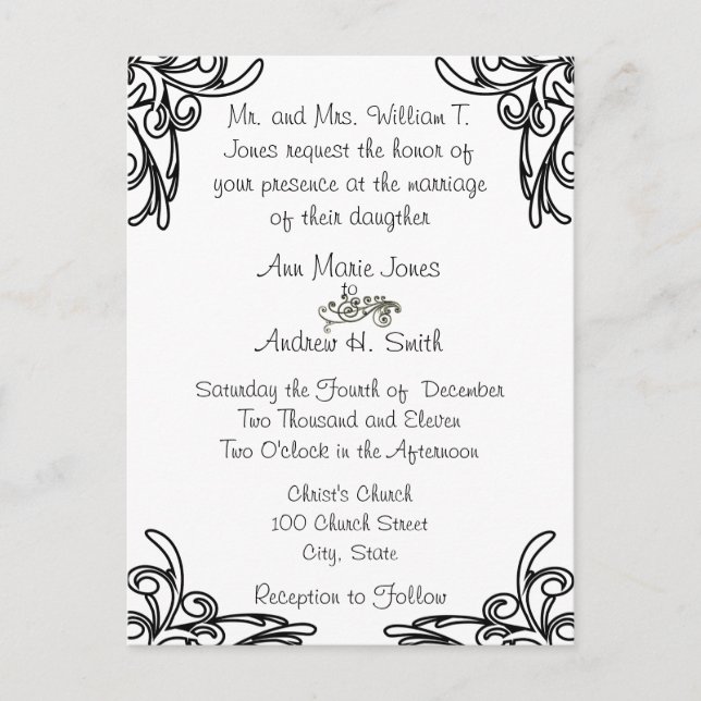 Cartes postales Faire-part de mariage bon marché (Devant)