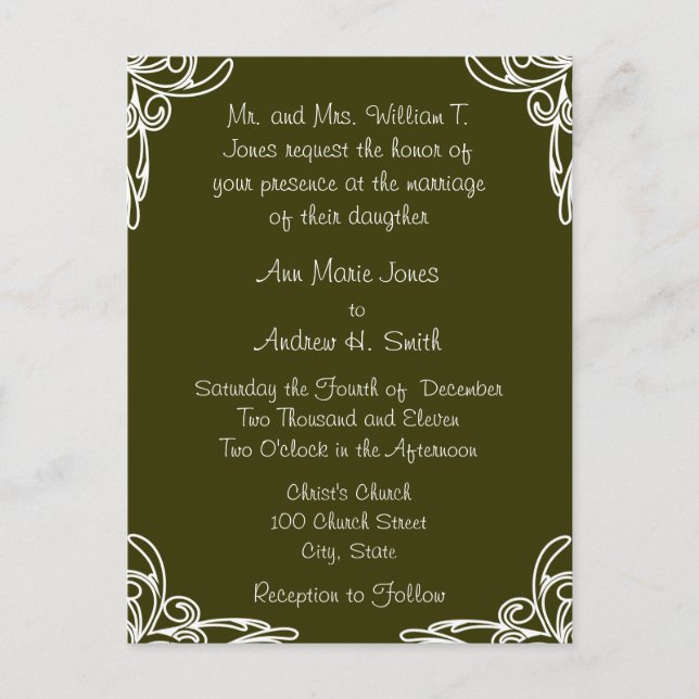 Cartes postales Faire-part de mariage bon marché (Devant)
