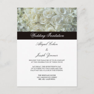 Cartes postales Faire-part de mariage Roses blanch