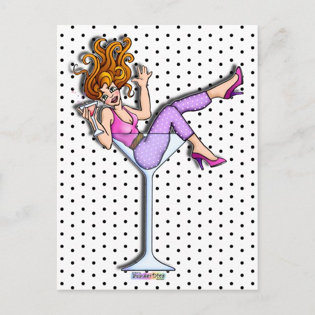 Cartes postales - Fille dans un verre Martini, Lil (Devant)