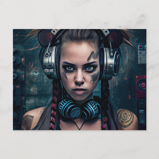 Cartes Postales Fille Ecouteur (Devant)