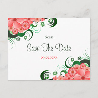 Cartes postales Floral rose Hibiscus Save The Date