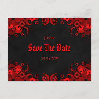 Cartes postales gothiques à motif floral rouge pou