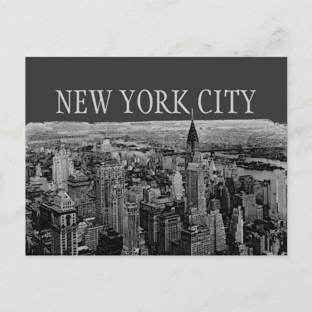 Cartes postales Gris New York City Panorama (Devant)