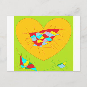 Cartes postales Heart Art Vert et orange couleurs