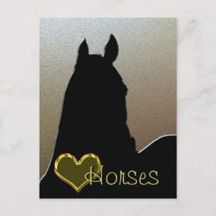 Cartes postales Heart Horses I (métal or)