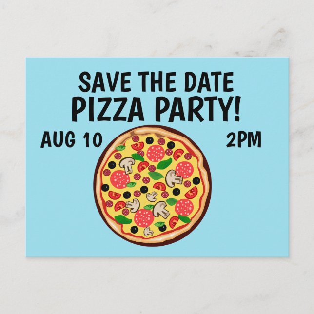 CARTES POSTALES INVITATIONS FÊTE PIZZA RÉSERVER LA (Devant)