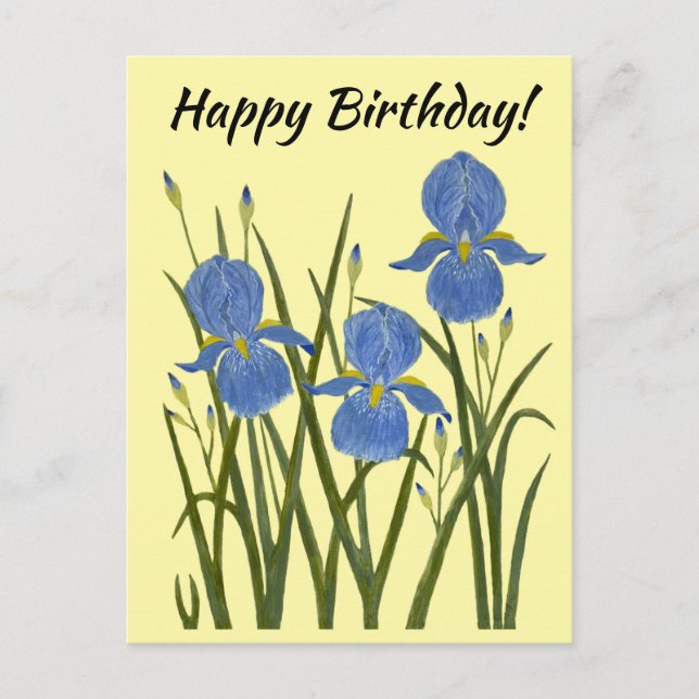 Cartes postales jaunes iris bleus (Devant)