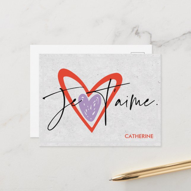 Cartes postales Je t'aime, Amour (Devant/Arrière en situation)